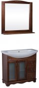 Bas Мебель для ванной Варна 105 орех, вставки стекло, 3 ящика, зеркало