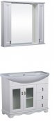 Bas Мебель для ванной Варна 105 белый, вставки стекло, 3 ящика, зеркало-шкаф