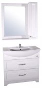 ASB-Woodline Мебель для ванной Берта 85, зеркало-шкаф, массив ясеня, белый/патина серебро