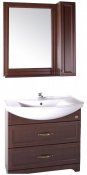 ASB-Woodline Мебель для ванной Берта 85 антикварный орех, зеркало-шкаф, массив ясеня, орех