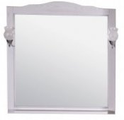 ASB-Woodline Зеркало для ванной Римини Nuovo 80 белый (патина серебро), массив ясеня