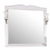 ASB-Woodline Зеркало для ванной Верона 85 белый/патина золото, массив ясеня
