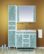 Misty Мебель для ванной Жемчужина 90 бело-голубая мозаика