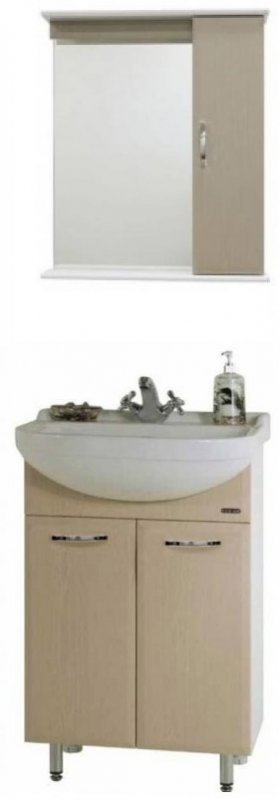 Водолей Мебель для ванной Классик 60 R дуб, зеркало-шкаф с подсветкой