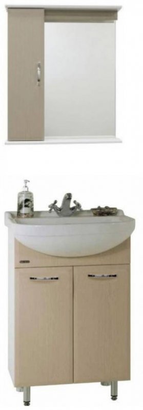 Водолей Мебель для ванной Классик 60 L дуб, зеркало-шкаф с подсветкой