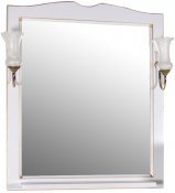 ASB-Woodline Зеркало для ванной Верона 75 белое патина золото, массив ясеня
